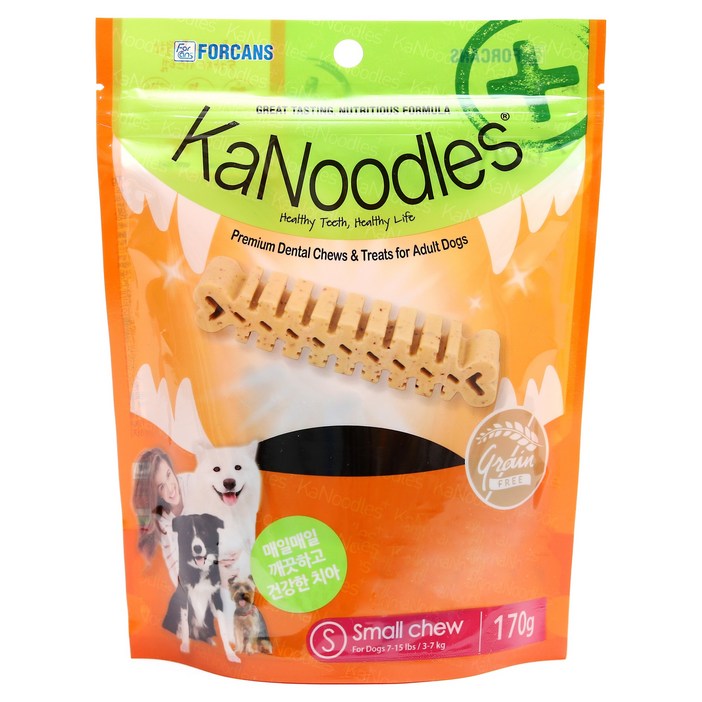 카누들 강아지 플러스 지퍼백 덴탈껌 S, 구강, 170g, 1개