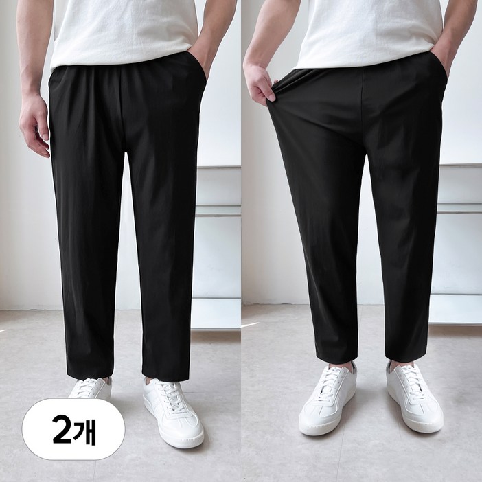 어나더디 남성용 링클프리 9부 밴딩바지 아이스 남성 슬랙스 쿨 팬츠 2장 세트