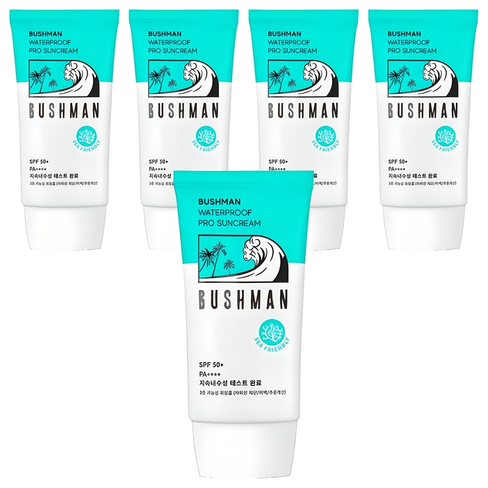 부쉬맨 워터프루프 프로 선크림 SPF50 PA, 50g, 5개