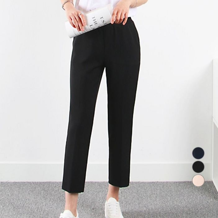 나인뮤즈 허리밴딩 슬랙스 일자핏 빅사이즈여성의류 ~3XL 데일리 키작녀 리더밴딩팬츠