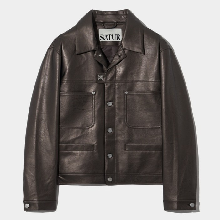 세터 여성용 심볼 브로치 폭스 레더 자켓