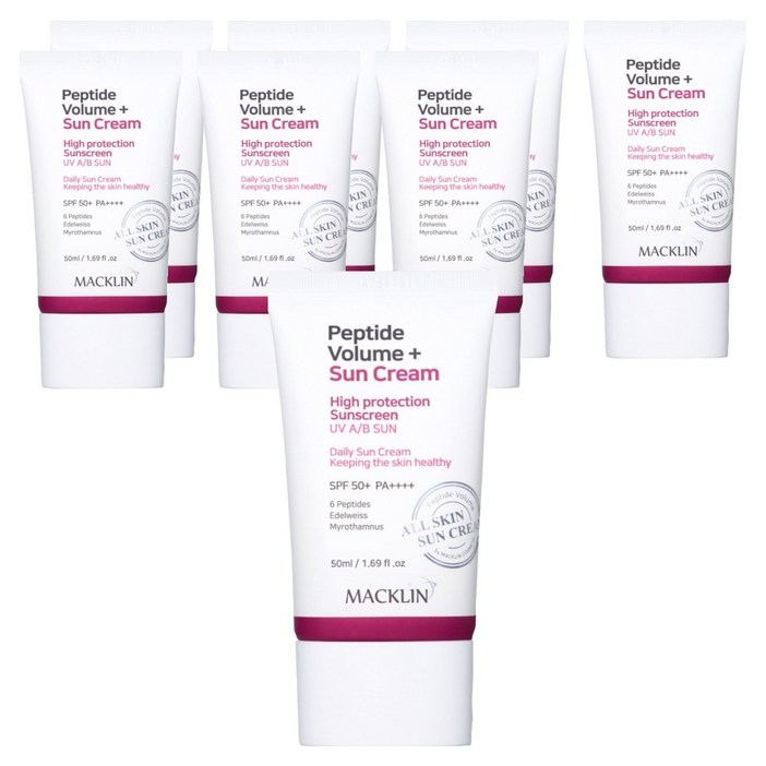 맥클린코스메틱 펩타이드 볼륨 선크림 SPF50 PA, 8개, 50ml