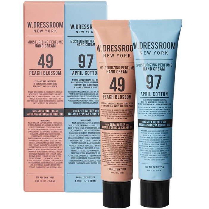 더블유드레스룸 퍼퓸 핸드크림 50ml 세트 49 피치블러썸  97 에이프릴코튼, 1세트