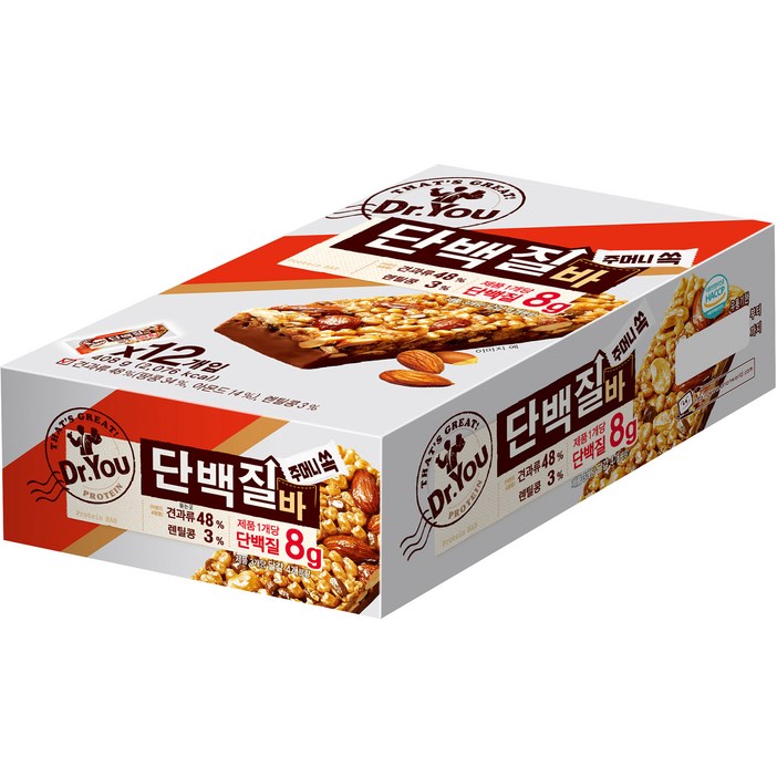 닥터유 단백질바 주머니쏙, 34g, 12개 닥터유 단백질바 주머니쏙, 34g, 12개