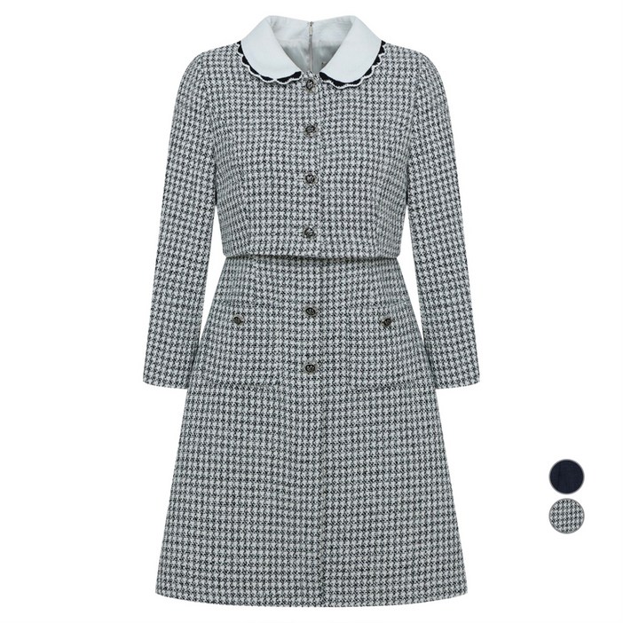 케네스레이디 여성용 배색 라운드 카라 원피스