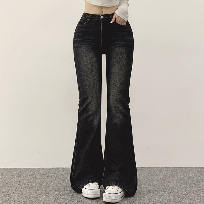 위드후이린 여성용 골반업 슬림 부츠컷 데님 팬츠 숏