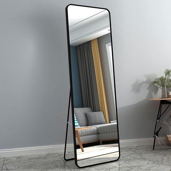 데보코 스탠드 부착형 전신거울, 블랙