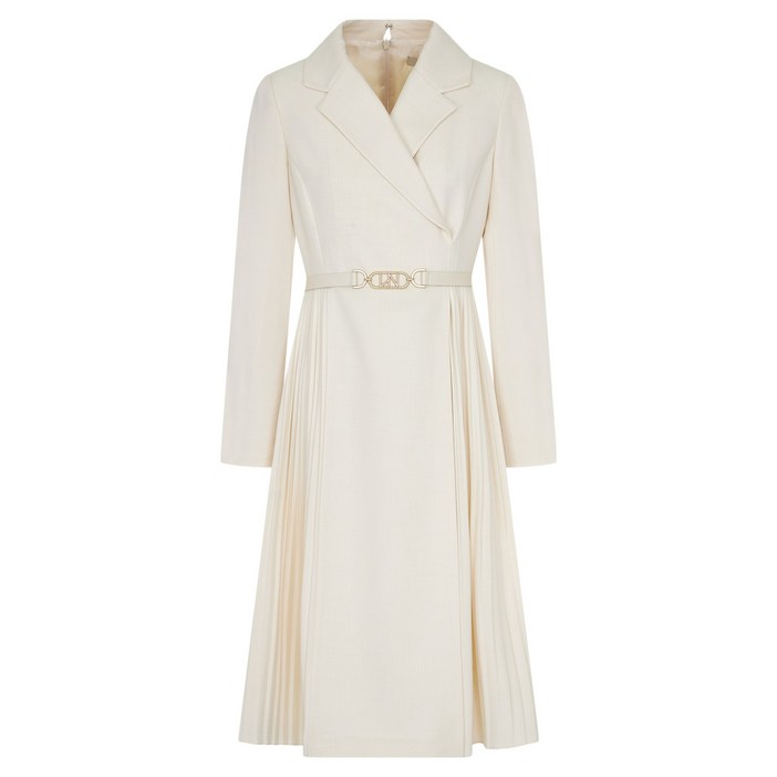 라인어디션 사이드 플리츠 벨티드 원피스