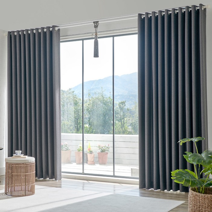 양면 리얼 형상기억 암막 커튼 핀형 2p  끈 2p