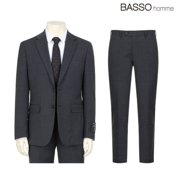 바쏘옴므 울 블렌디드 슬림핏 쿨맥스 정장 세트 WSX2JT26AWSX2PT26ADH872786