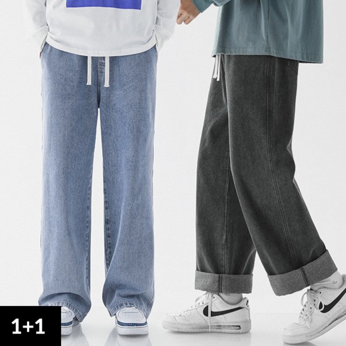 11 허리 밴딩 와이드 루즈 데님팬츠 MJ745