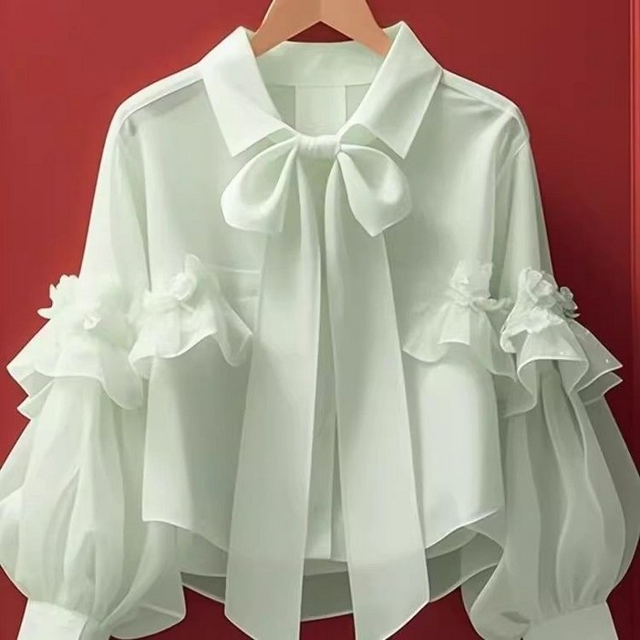 쉬즈본 아야블라우스여성 리본 타이 긴팔 블라우스