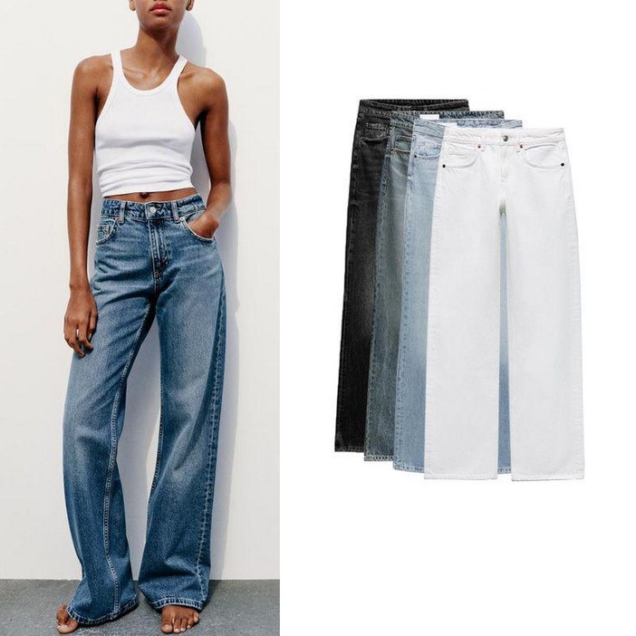 ZARA  2025 신상 자라 여성 프렌치 레트로  캐주얼  와이드 청바지