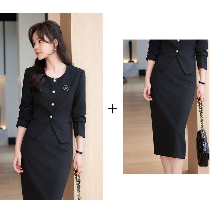해피유통 여성용 가을 겨울 패션 정장 코트 오피스룩 스커트 투피스 B-BJJ001