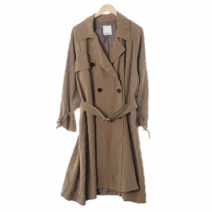 2734 톰보이 다크베이지 허리벨트더블버튼트렌치코트 Free