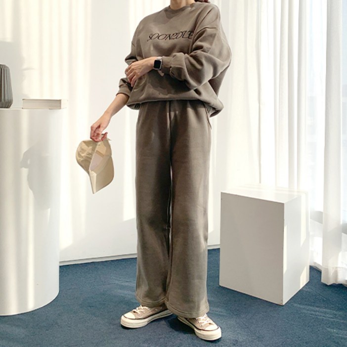 순이들 여성 레터링 기모 와이드세트