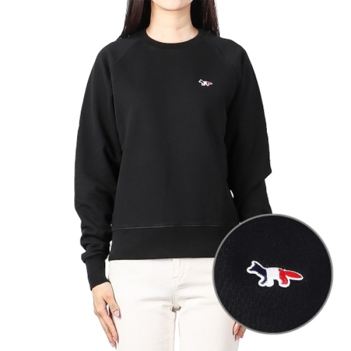 메종키츠네 23SS FW00308KM0001 BLACK 여성 트리컬러 폭스 맨투맨