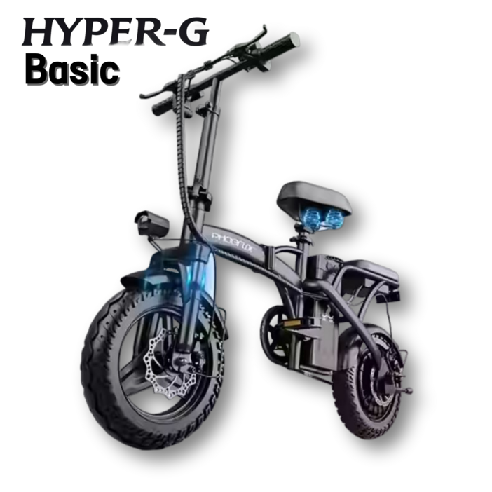 Hyper-G 전기 자전거 접이식 성인용 고성능 전동 자전거 48V 리튬 배터리 장거리 주행 초경량 출퇴근 캠핑 배달용 여행용, G베이직 48V, 하이텐강