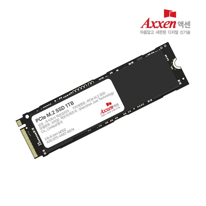 액센 M100 M.2 SSD 2280 NVMe PCIe 하드 드라이브 256GB  1TB, M100, 1TB