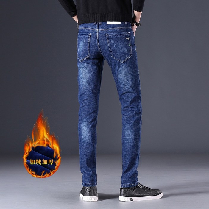 주요 청바지 남성 높은 스트레치 슈퍼 소프트 품질 작은 직선 청바지 여름 슬림 조커 자수 바지