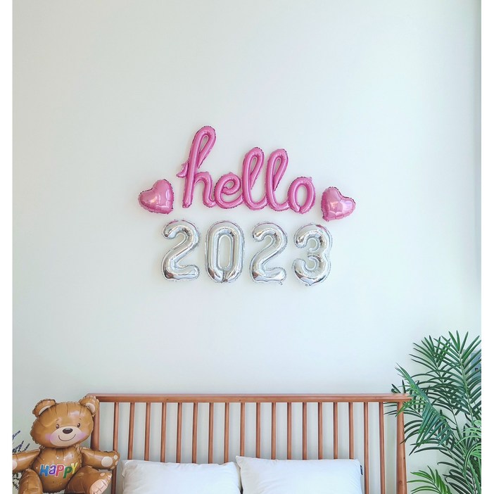 나탈리야153 헬로2023 DIY 연말 파티 세트 새해 신년 생일 홈파티 커플 기념일 여행 이벤트 소품 용품 은박풍선