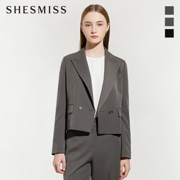 [쉬즈미스(SHESMISS)] [쉬즈미스] [SET-UP] 더블 브레스티드 숏 재킷_SWS