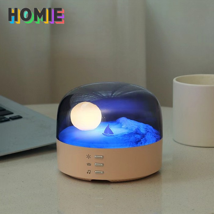 HOMIE 휴대용 블루투스스피커 고음질플레이어 조명무드등 달나라선물