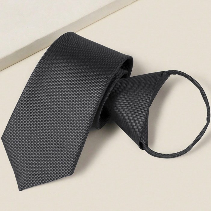 하이맨즈 남자 자동 지퍼 넥타이 검정 남성 슬림 넥타이 교복 정장 면접 장례식