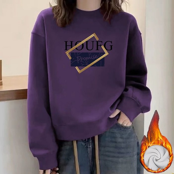 MOSAIRATION 여성 라운드넥 포근 기모 안감 루즈핏 데일리 패션 맨투맨 F00112115