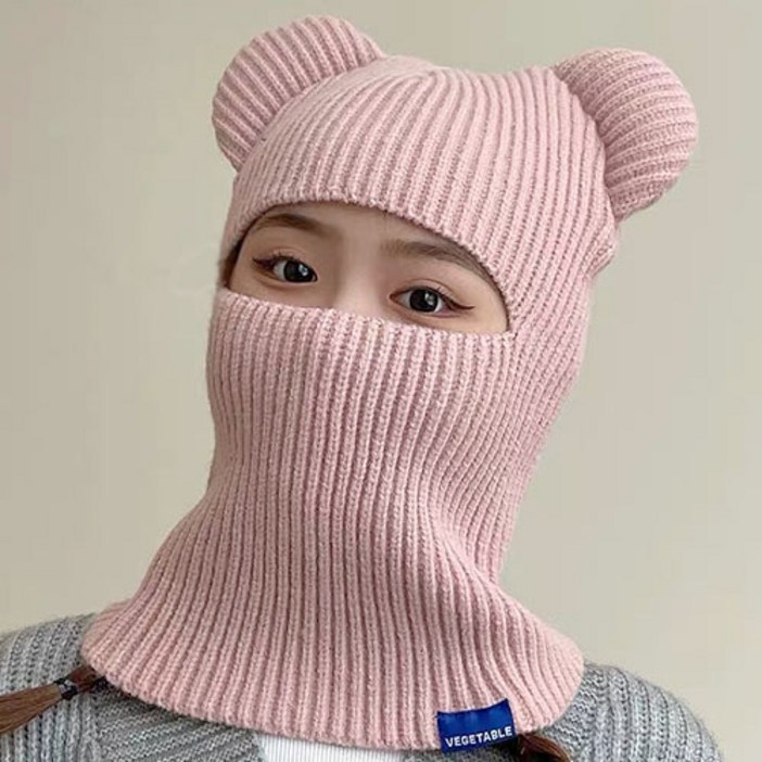 유어더메인 곰돌이 마미손 복면 겨울 니트 골지 비니