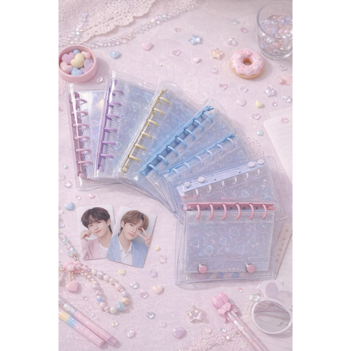 온슬리 투명 홀로그램 포켓 바인더 앨범 다이어리, 20매, 핑크