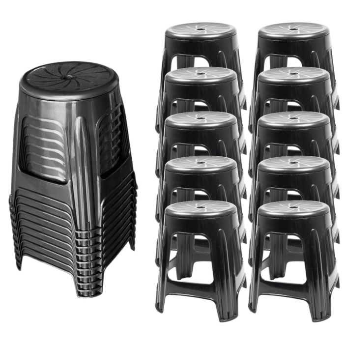 [나코] 플라스틱 회전의자 간이 야외용 보조의자 편의점의자 포장마차 행사용, 코지블랙, 10개