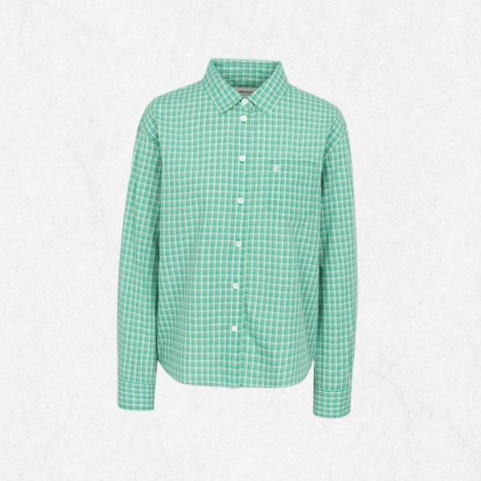 [국내정품] 빈폴 BEANPOLE LADIES 체크 크롭 셔츠 - 그린 2413537