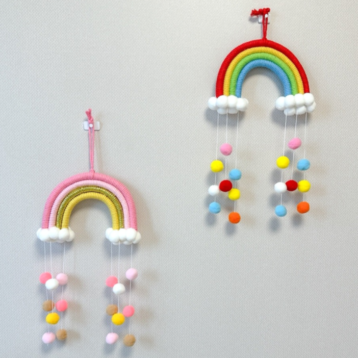 꾸미꼬미 무지개 마크라메 아이방 아기방 꾸미기 인테리어 소품샵, 레드