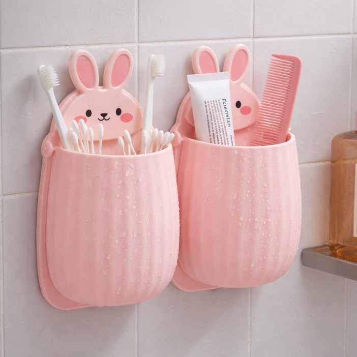 다금라이프 무타공 다용도 토끼 칫솔꽂이 벽걸이 수납거치대
