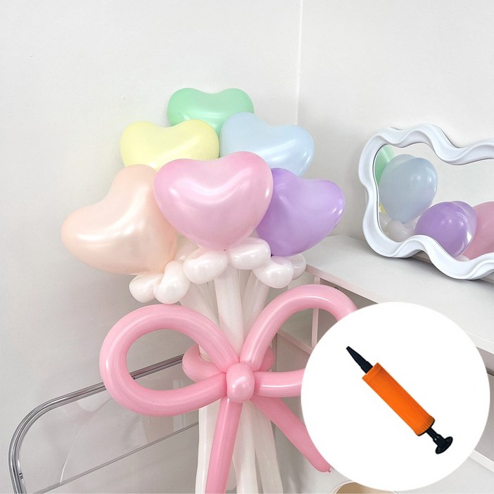DIY 하트 풍선 마카롱 믹스 꽃다발 + 손펌프 by파티아일랜드