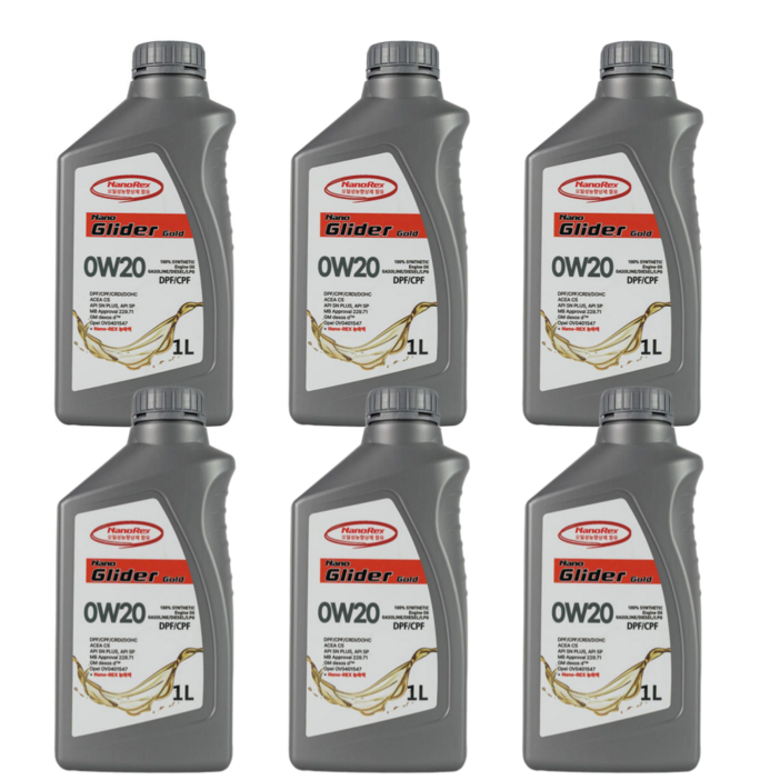 [나노렉스] 나노글라이더 프리미엄 하이브리드 엔진오일 0W20 1L (Nanorex함유), 0w20, 6개, 1L
