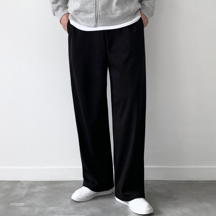 FITOJIM 남자 일반/기모 스웨트 면 세미와이드 트레이닝 밴딩 팬츠 츄리닝 바지