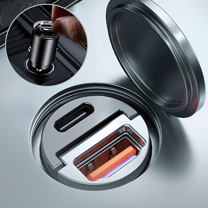 매립형130W 차량용 초고속 시거잭 충전기 USB C타입 PD QC