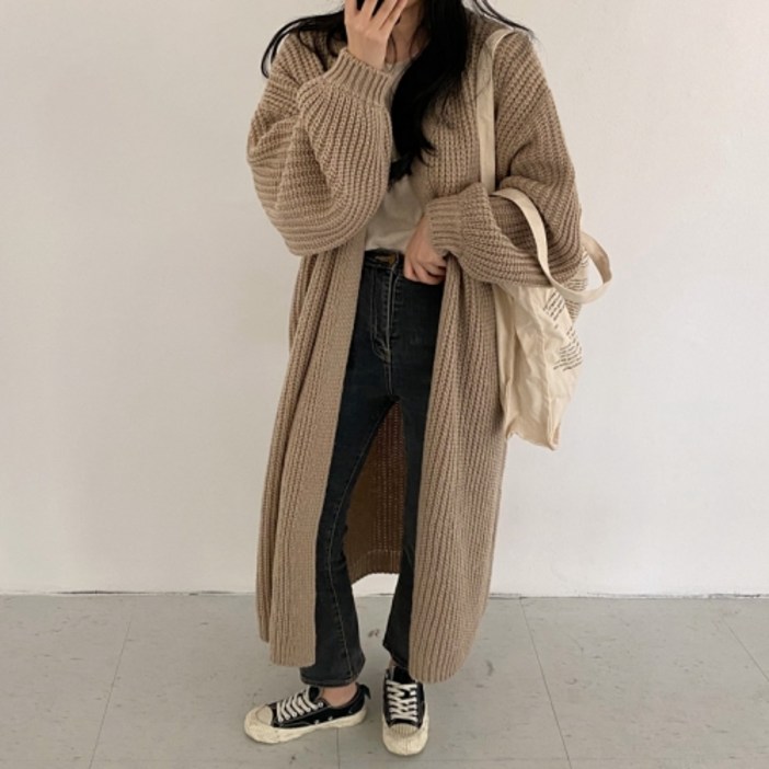 홀리제 데일리 루즈핏 니트 롱 가디건
