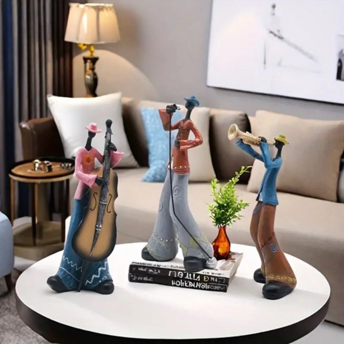 창의적인 빈티지 재즈밴드 음악가 공예장식 조각상 쁘띠끄빌라쥬, 세트