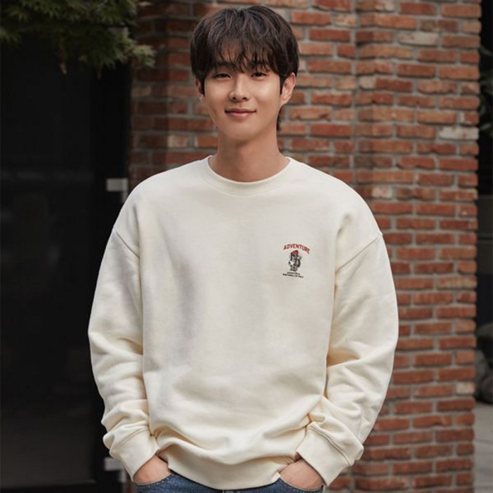 프로젝트엠 남성 문베어 세미오버핏 플리스 맨투맨EPD4TR1950