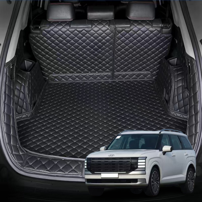 럭키카 디올 뉴 팰리세이드 LX3 트렁크매트 차박매트 카매트 방수 풀커버, 블랙, 9인승3열전동