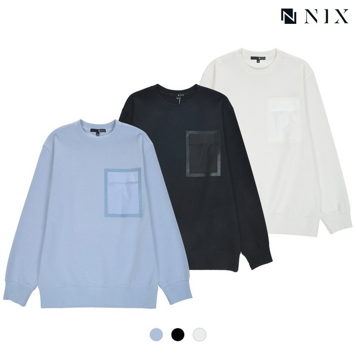 [NIX](유니)포켓프린트 맨투맨(세미오버핏)(FNPSCTM701P)