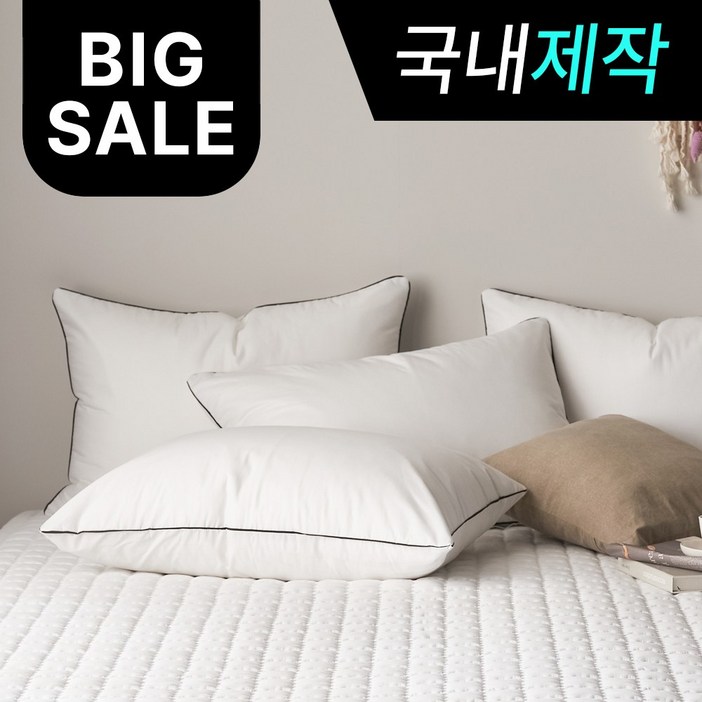 띵스룸 블랙라인 100수 고밀도 순면 누빔 베개커버솜 세트