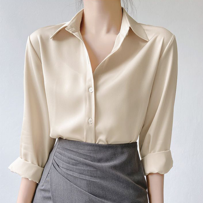 NUNUHANA 여성 정장 긴팔 링클프리 블라우스 셔츠