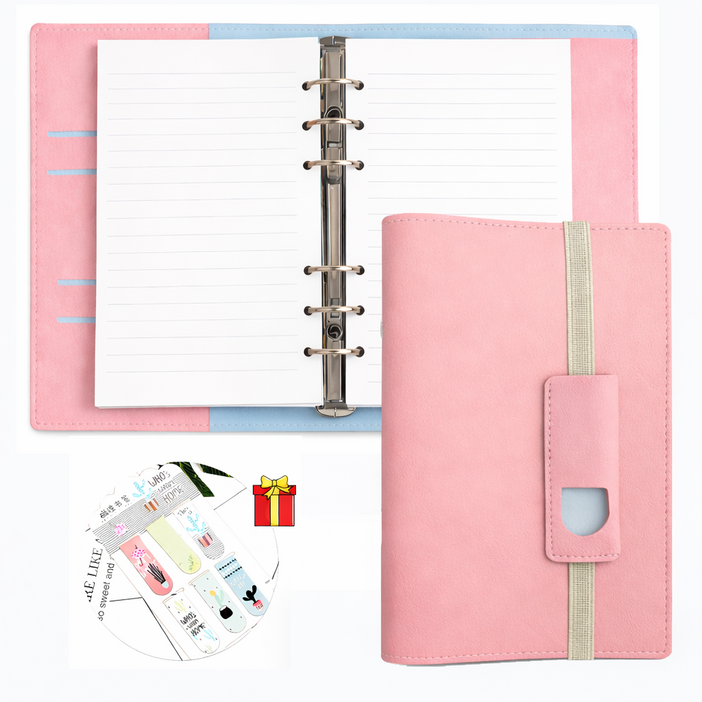 Clevoria A6 가죽 6공 다이어리 업무용 바인더 노트 휴대용 플래너 속지 교체형