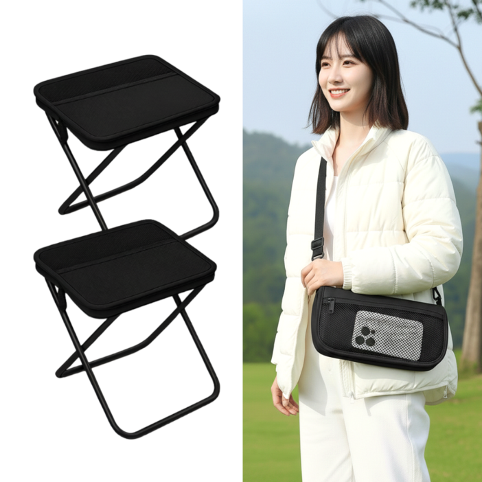 하우모어 11 휴대용 접이식 의자 초경량 대형 120kg 하중, 2개, 블랙