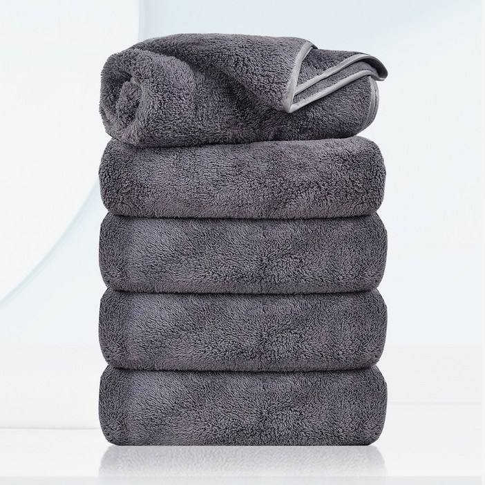 FASEN 수건 이탈리아 5성급 호텔수건 200수 코마사 타올 먼지없는수건, 그레이, 5개