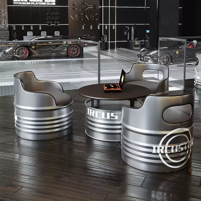 테이블 드럼통 원형 깡통 카페 술집 포차 업소용 식탁 인더스트리얼 의자